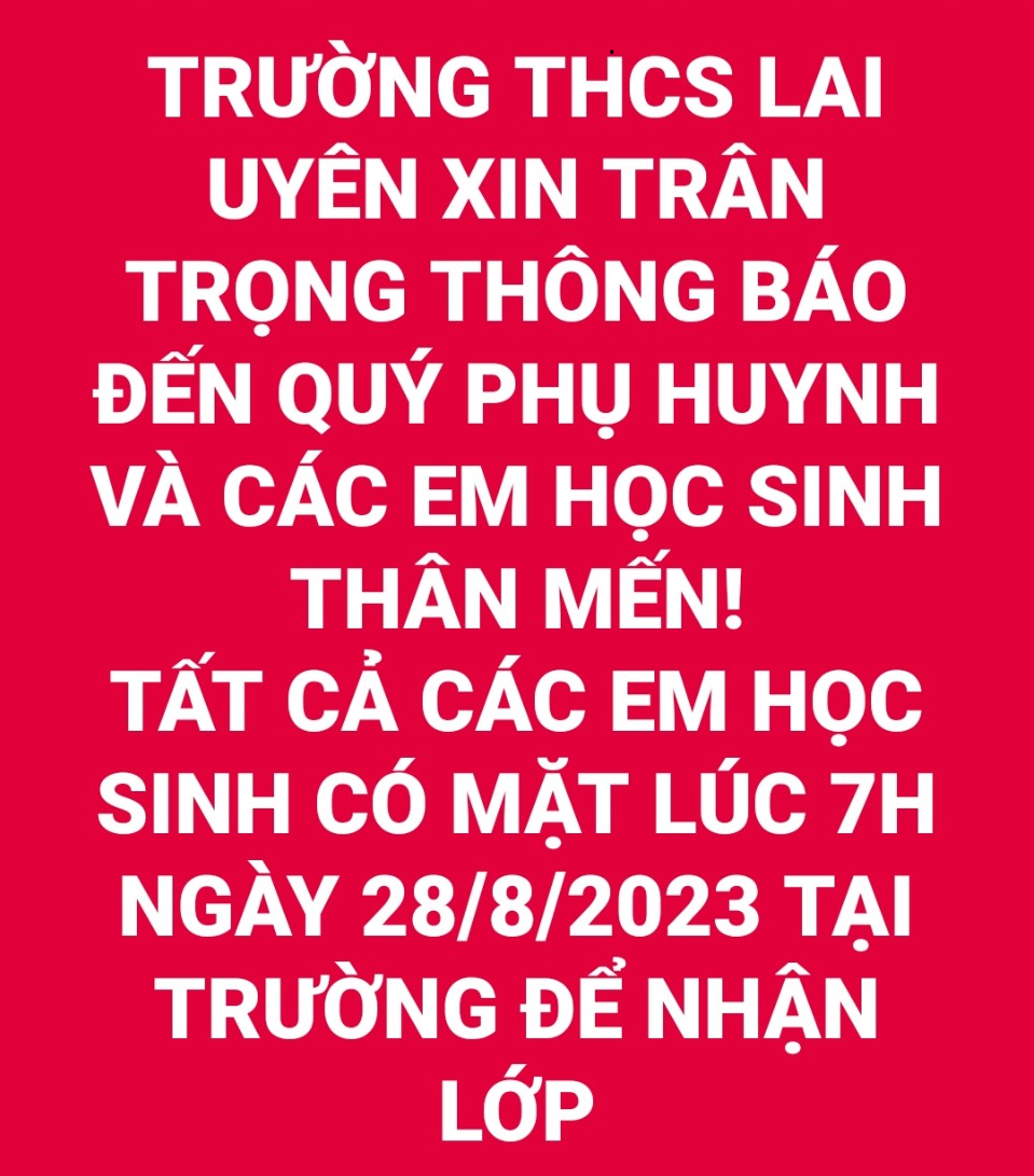 THÔNG BÁO NGÀY TỰU TRƯỜNG